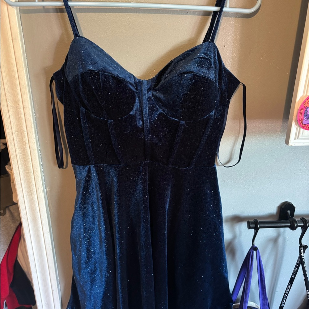Windsor Midnight Blue Velvet Dress